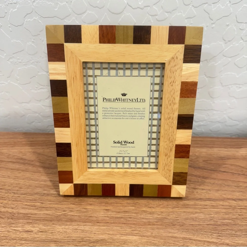 Philip Whitney Ltd Solid Wood Frame Parcheesi 3.5”x5” Handmade Inlaid Lacquered